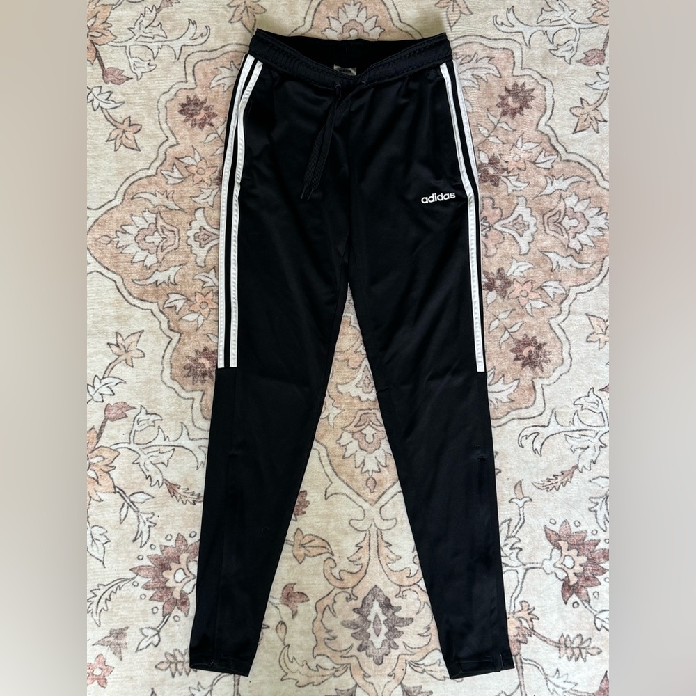 SOLD Adidas Black Joggers with White Stripes